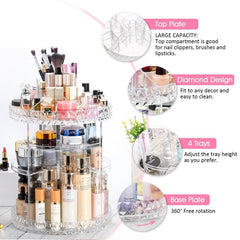 360° Rotating Diamond Shaped Organizer - Perfect for Cosmetics & Jewelry