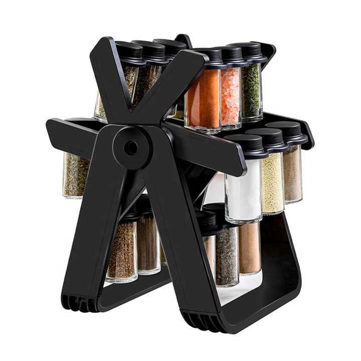 360° Rotating Spice Rack Organizer – Compact 16-Jar Carousel for Easy Kitchen Storage