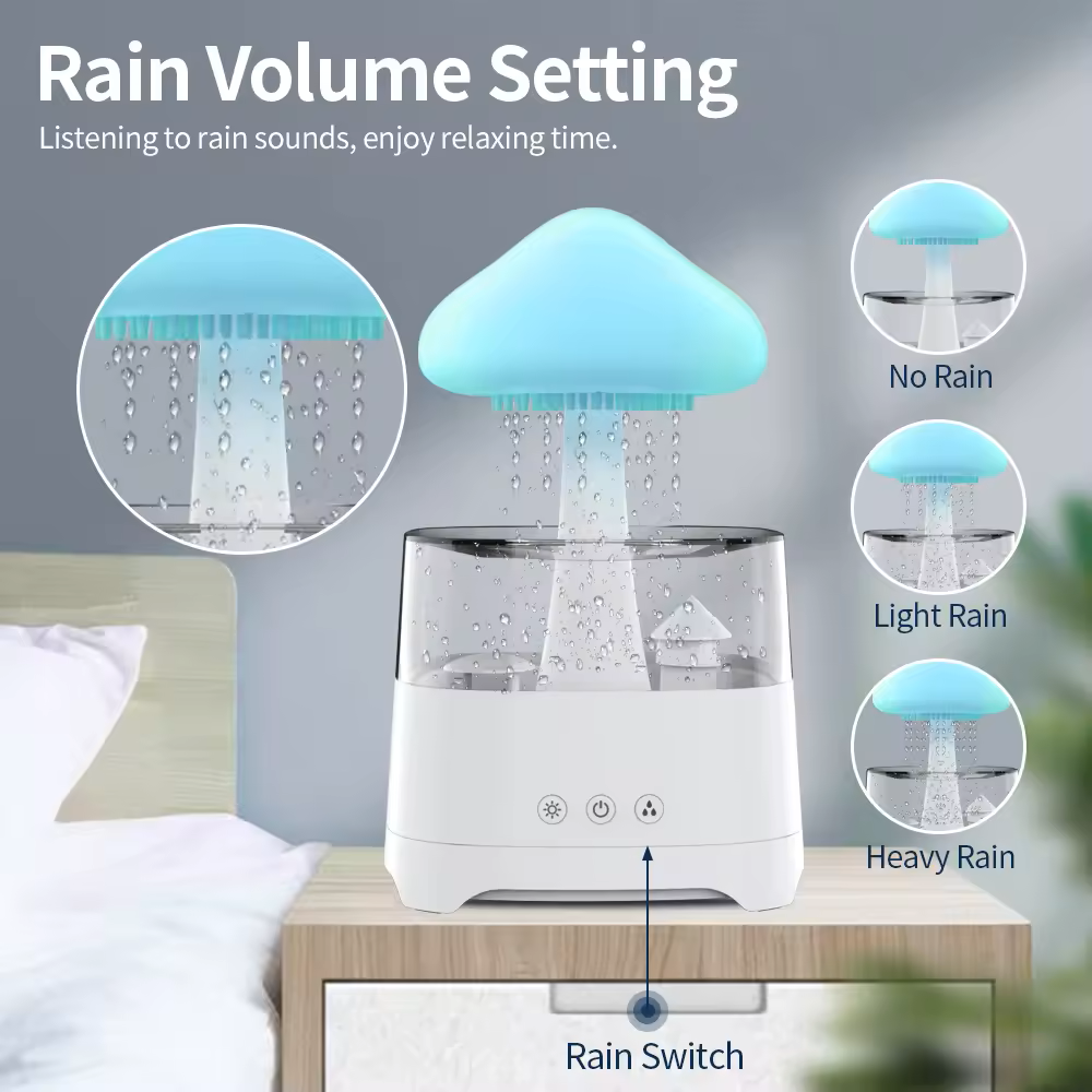 Bluetooth Speaker Rain Cloud Humidifier with LED Lights - Relaxation & Air Purification