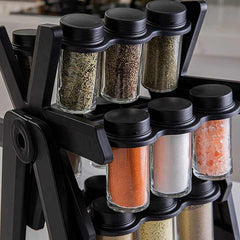 360° Rotating Spice Rack Organizer – Compact 16-Jar Carousel for Easy Kitchen Storage