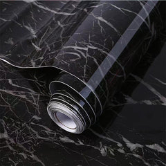 Waterproof Black/White Marble Self-Adhesive Vinyl Roll – 200cm x 60cm